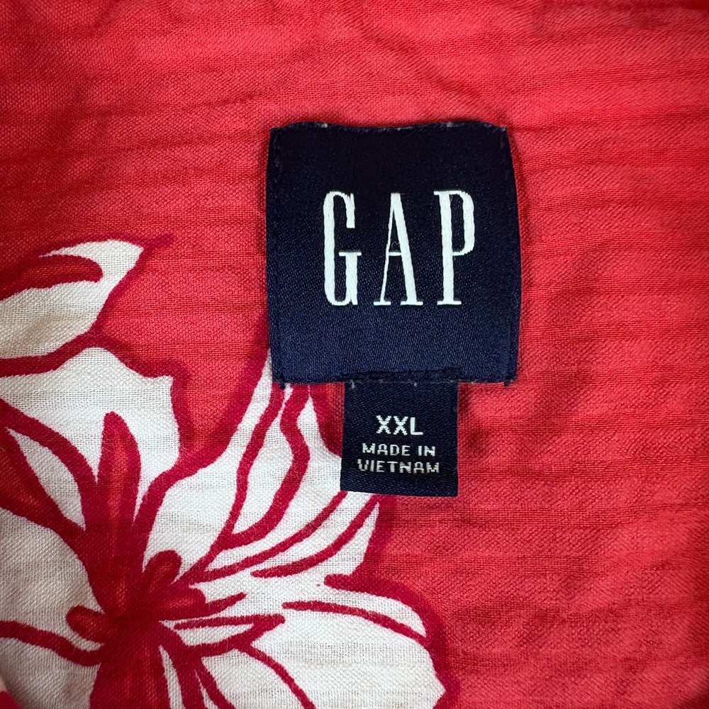 Gap Seersucker Shirt Mens 2XL Red White Floral Cotton Short Sleeve Button Up - Picture 4 of 8